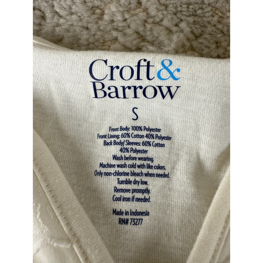 Croft Barrow Size S Floral Casual V‎ Neck Top Ivory 3/4 Sleeve Pullover - Picture 7 of 8